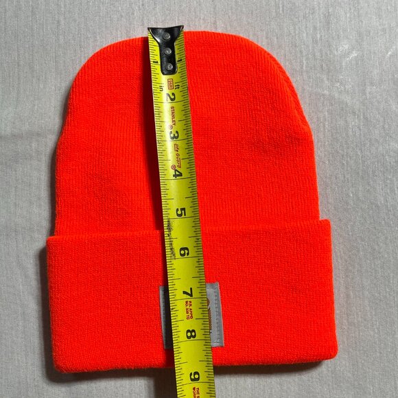 New Carhartt Cuffed Fluorescent Orange Knit Beanie Hat 100% Acrylic A18 Knitted - Picture 4 of 4
